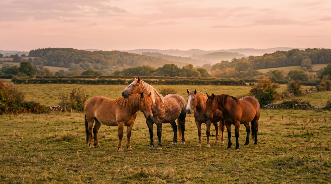 Les chevaux du Ferme équestre Capperhan's en liberté, Cantal